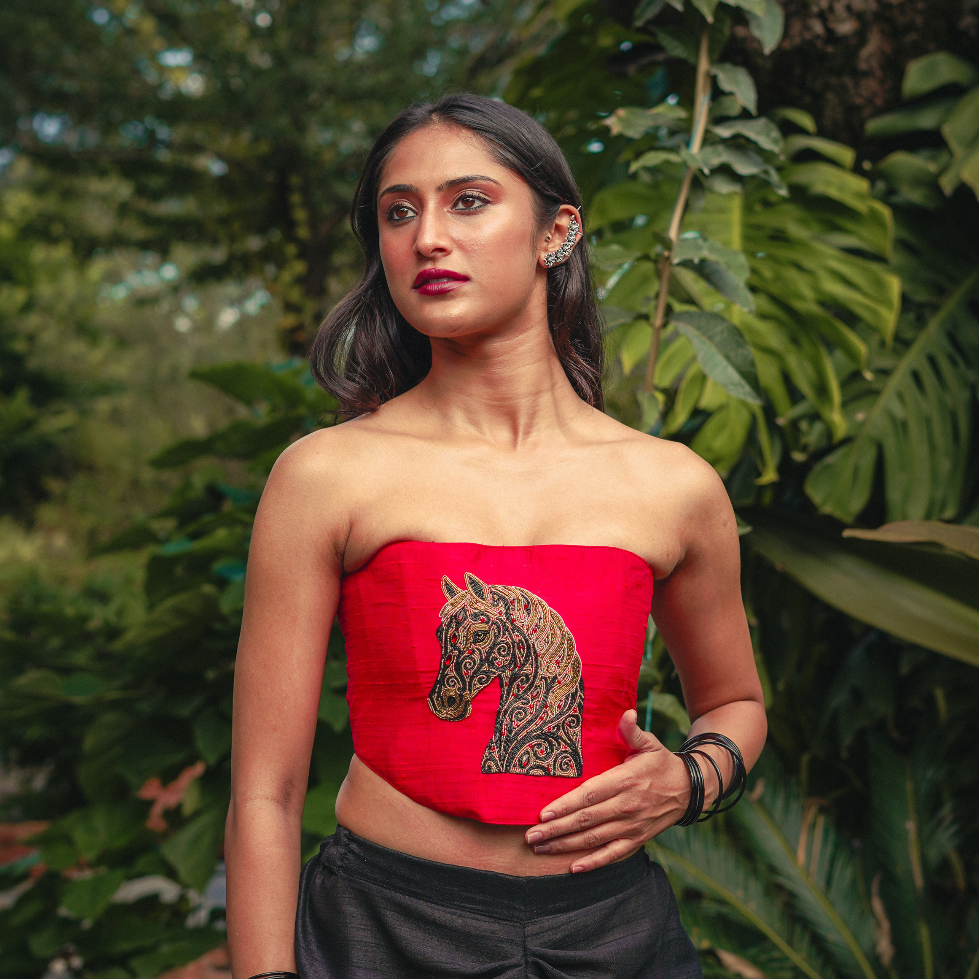 Hot pink hand made bead embroidery clutch bag detachable sling