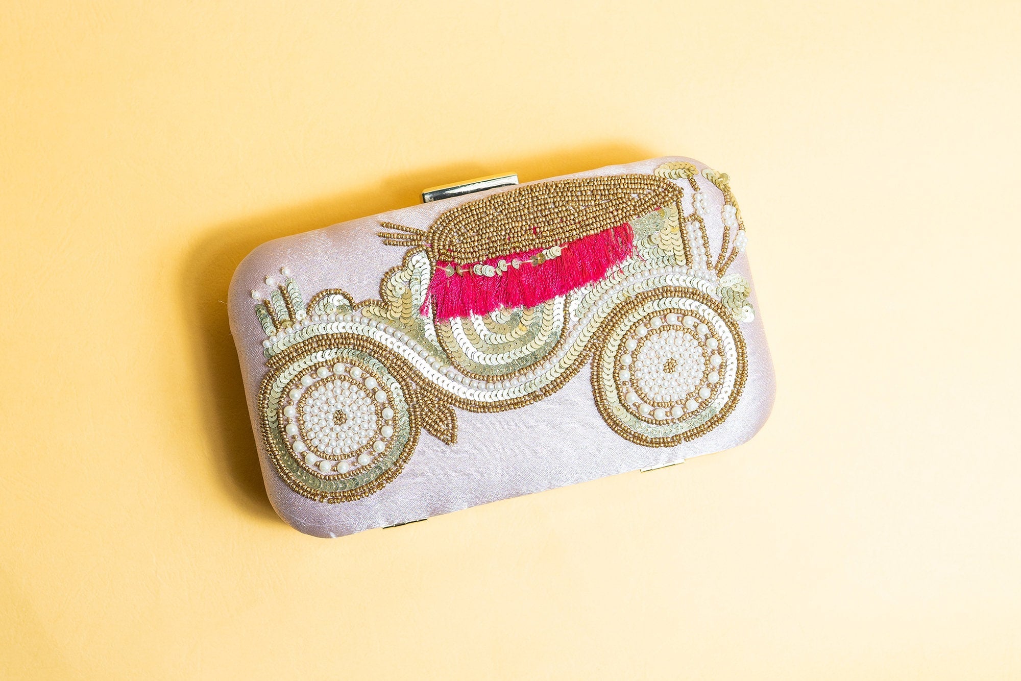 Pink silk clutch purse/bag, hand made embroidery clutch bag with detachable metal sling