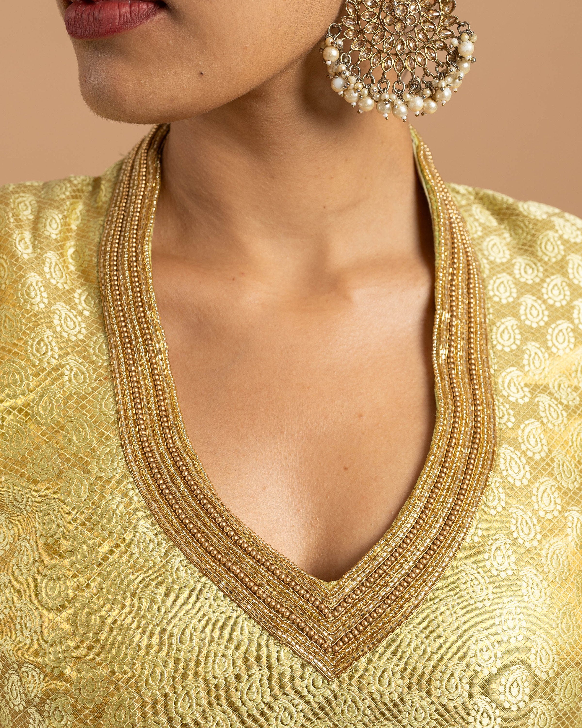 Gold blouse for saree, Designer Hand embroidered silk blouse