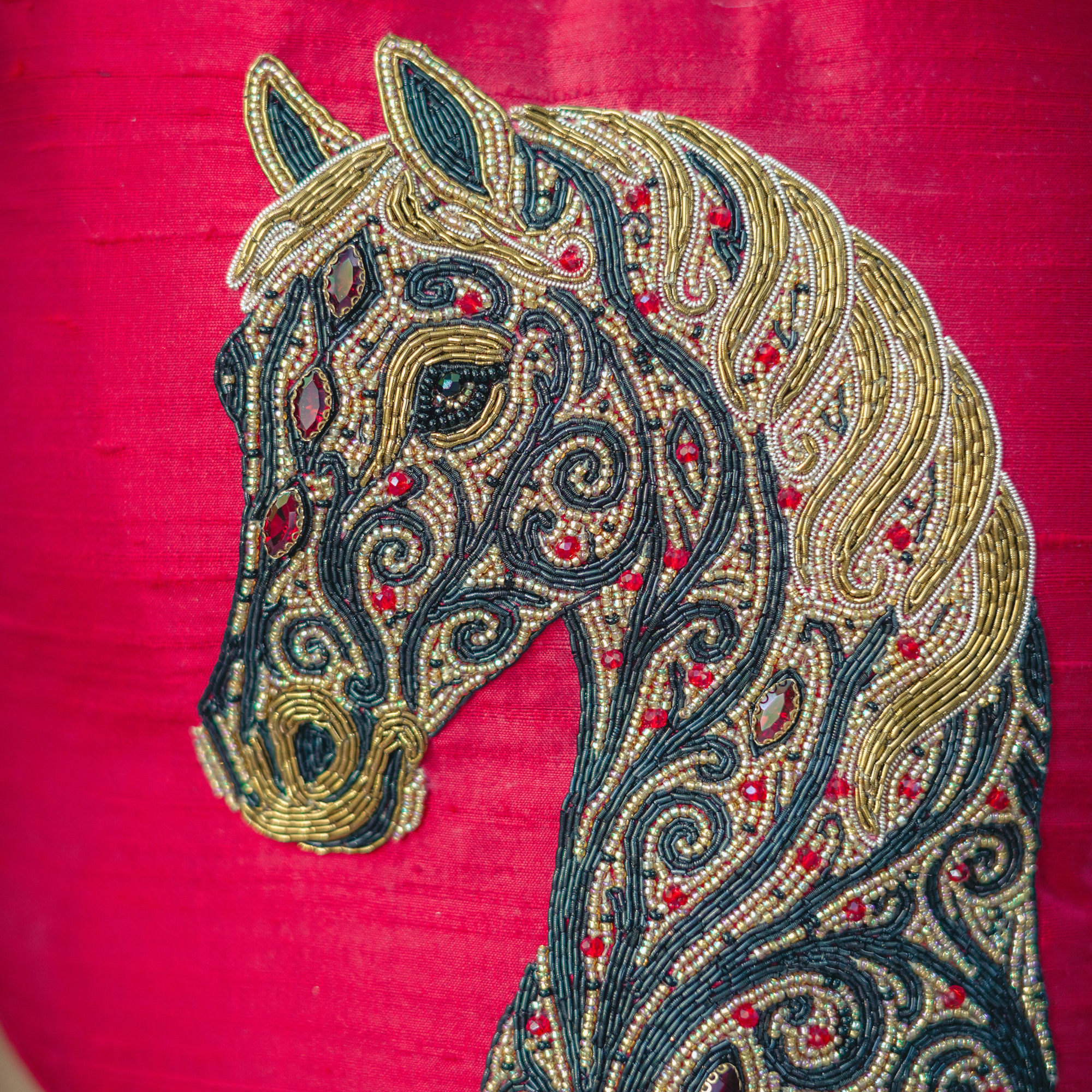 Hot pink hand made bead embroidery clutch bag detachable sling