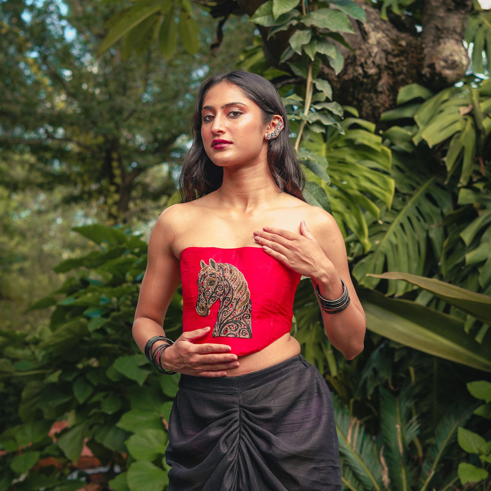 Hot pink hand made bead embroidery clutch bag detachable sling