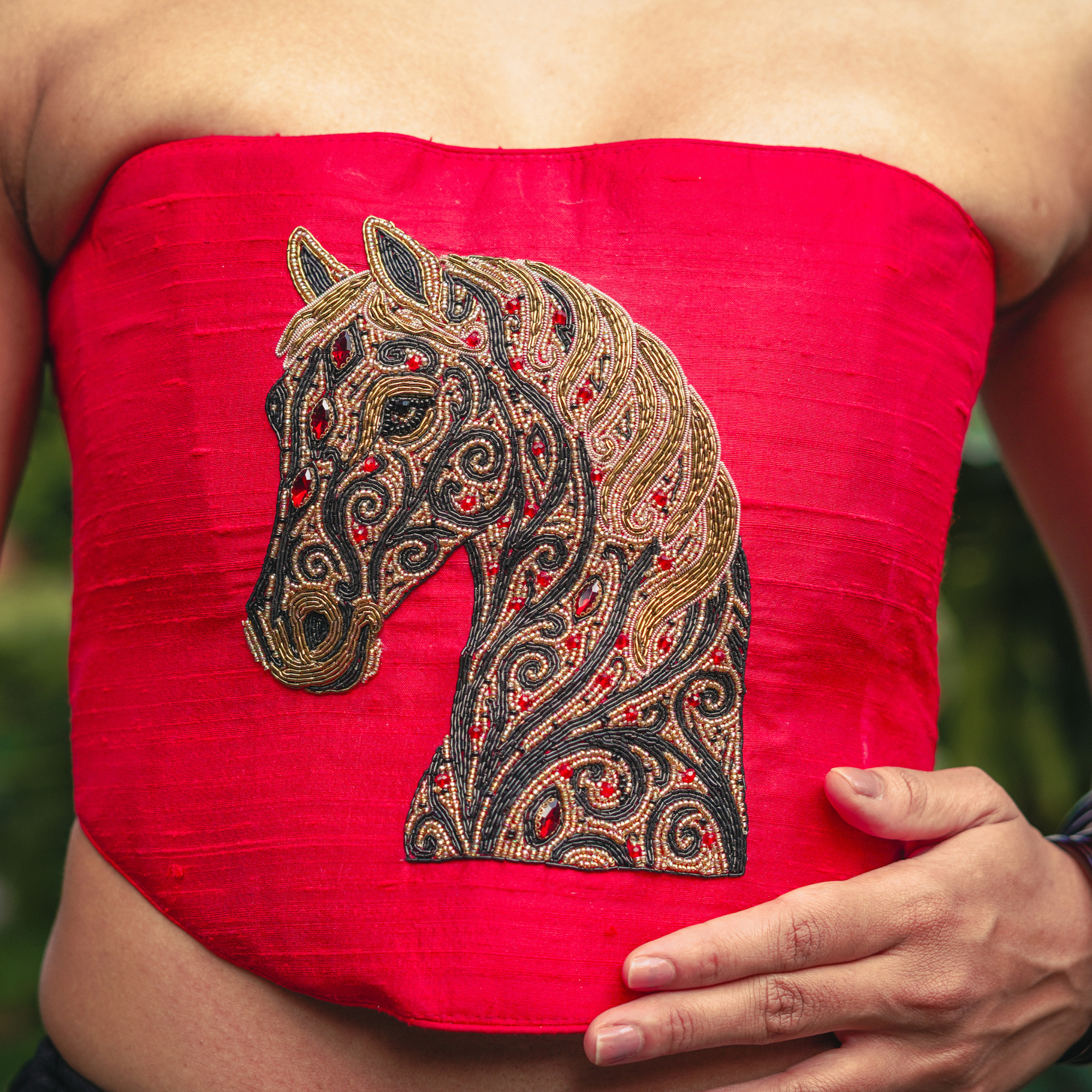 Hot pink hand made bead embroidery clutch bag detachable sling